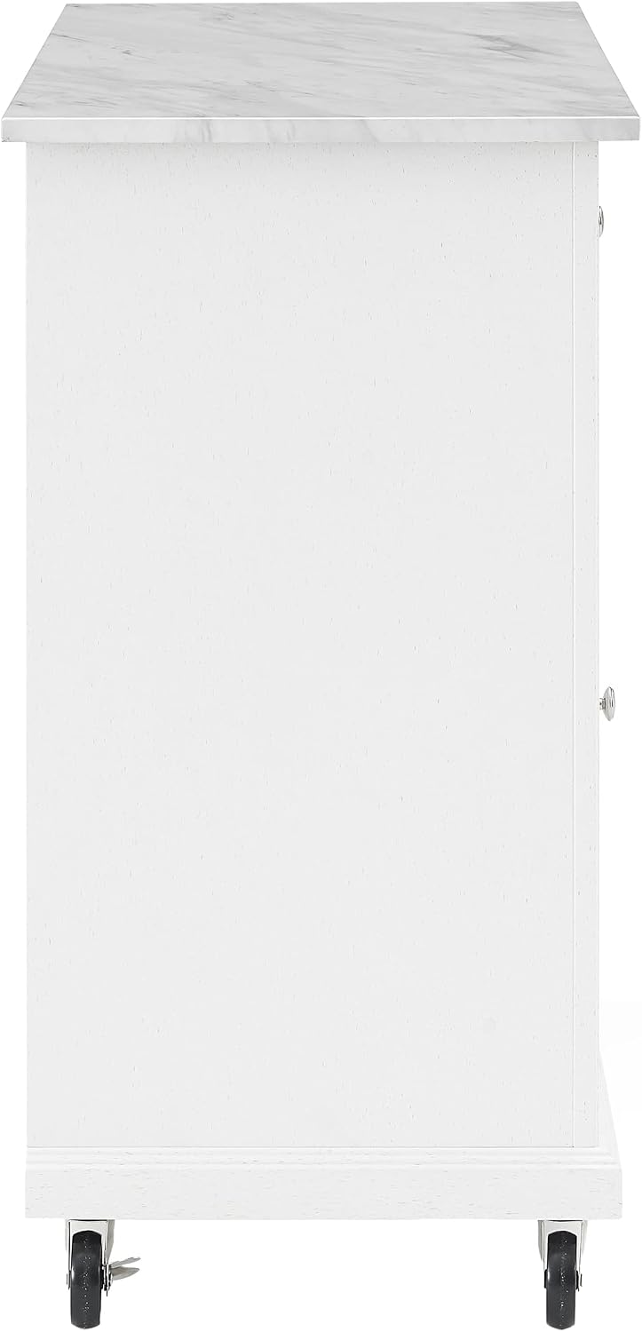 Crosley Furniture Avery Rolling Kitchen Island Storage Cart with Shelves, Mic...