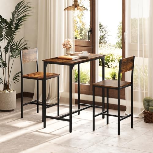 Tangkula 3 Piece Counter Height Bar Table Set, Pub Table & Chairs Set of 2