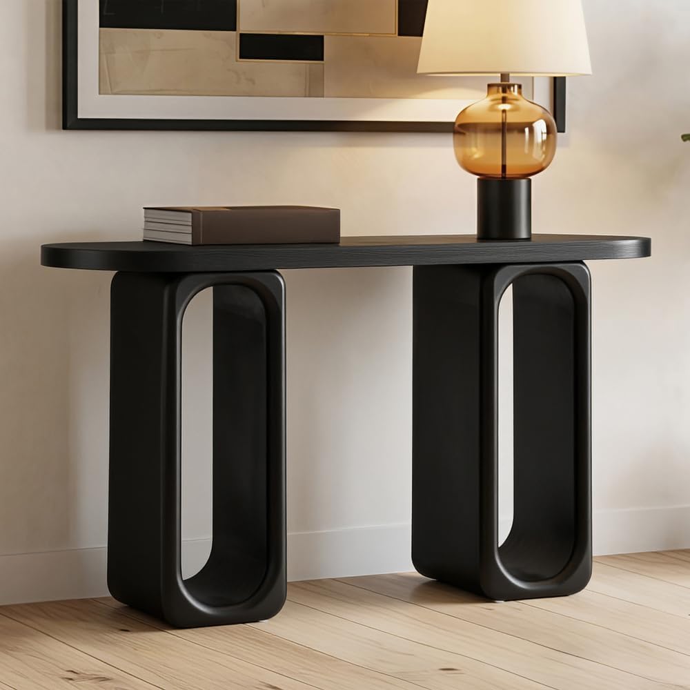 50" Modern Console Table with Oval Cutout Legs, Entryway Table with Wood...