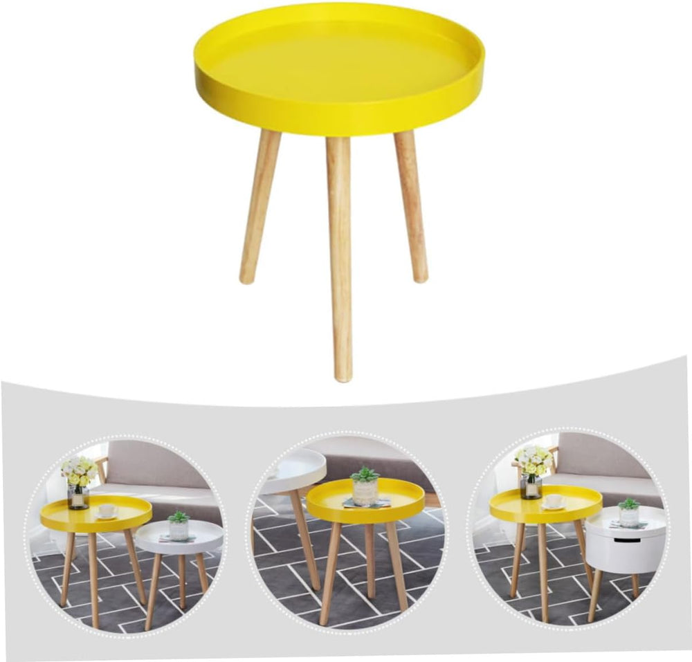 Nordic Style Small Round Coffee Table Creative Mini Sofa Side Table Yellow fo...