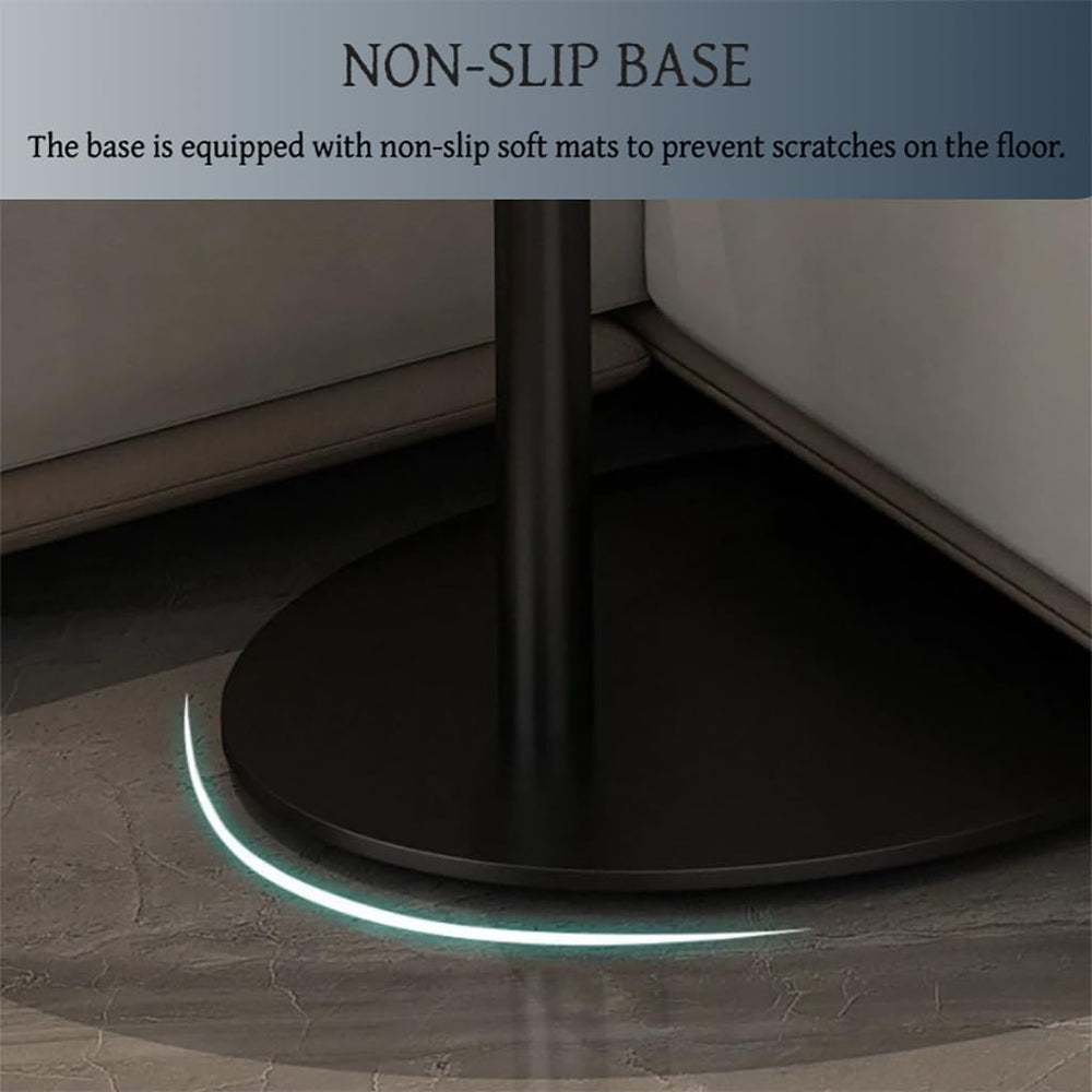 C Shaped End Table, Sofa Side Table with Metal Base, Solid Wood Side Table Su...