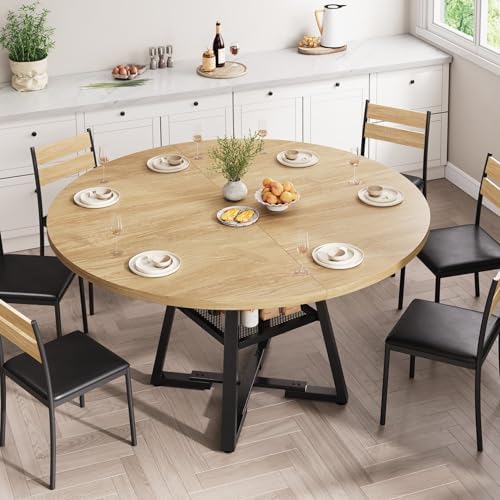 Jocoevol 51'' Round Dining Table for 6,Kitchen Dining Room Circle Din...