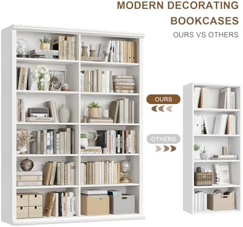 Rresyet 71.8" L x 47.2" W Wooden Bookcase and Bookshelf