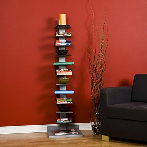 SEI Furniture 11- shelf Metal Spine Book Tower, Silver