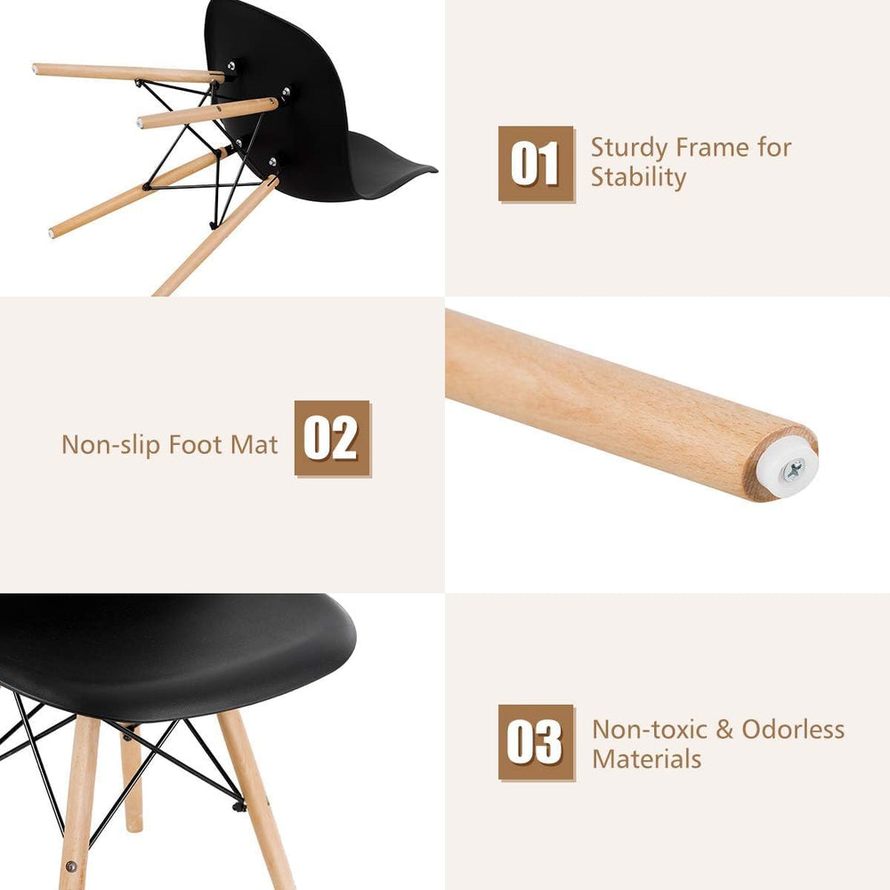 GOFLAME DSW Dining Chairs Set of 4, Shell Plastic Chairs with Wooden Legs, Mo...