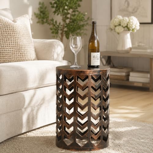 Y&M Outdoor Side Tables Set of 3, Round Heavy Duty Metal Nesting End Tabl...