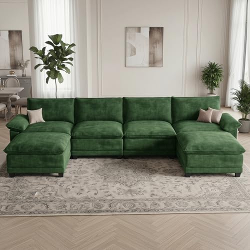 140" Modular Sectional Couch, U Shaped Cloud Sofa for Living Room | Comf...