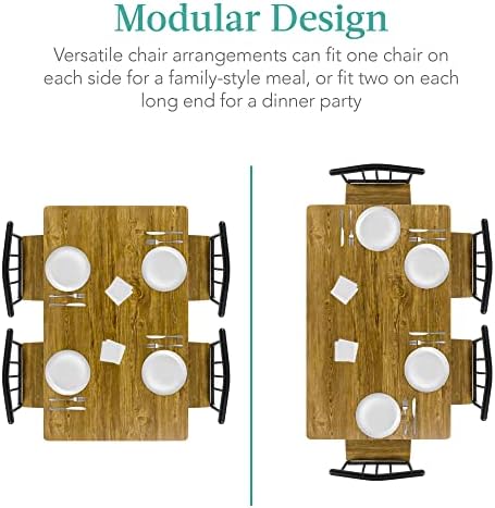 Best Choice Products 5-Piece Metal and Wood Indoor Modern Rectangular Dining ...