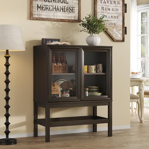 Sideboard Buffet Cabinet with Storage, Small Kitchen Coffee Wine Bar Cabinet ...