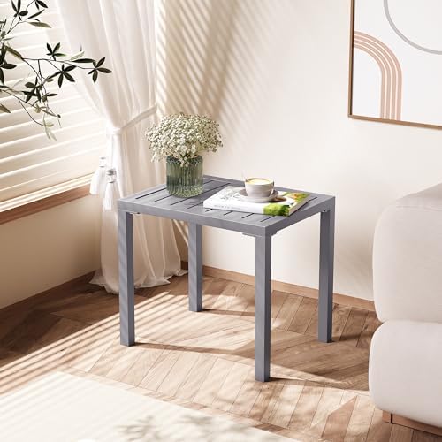 Crestlive Products Outdoor Side Table Set of 2, Aluminum Rectangular Side/End...