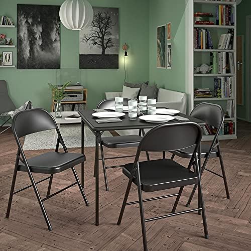 COSCO 34" Square Vinyl Top Folding Card Table, Black