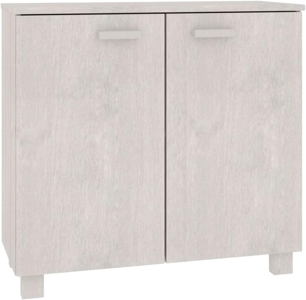 White Wooden Sideboard with 2 Doors, 33.5"x13.8"x31.5" Solid P...