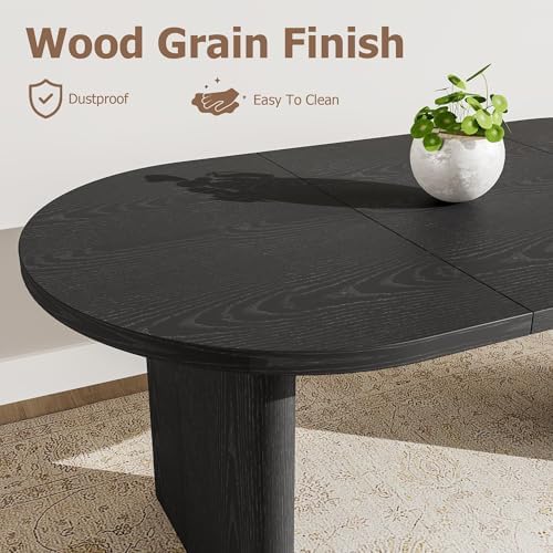GarveeHome 63" Long Oval Dining Table with Wooden Base for 4-6 People