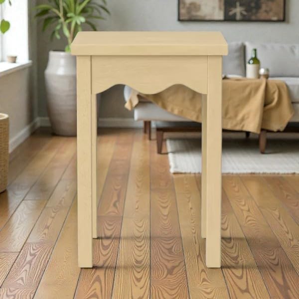 Natural Wavy Accent Side Table, Modern Sculptural End Table with Two-Tone Woo...