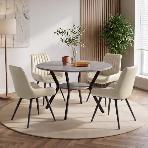 Miereirl 42.13" 5-Piece Round Dining Table Set for 4, Kitchen Table Set ...
