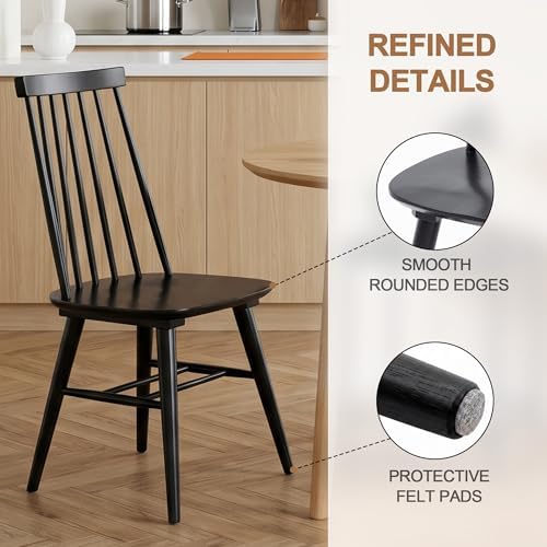 DUHOME Wooden Dining Chairs Set of 4, Spindle Back Wooden Kitchen Chairs