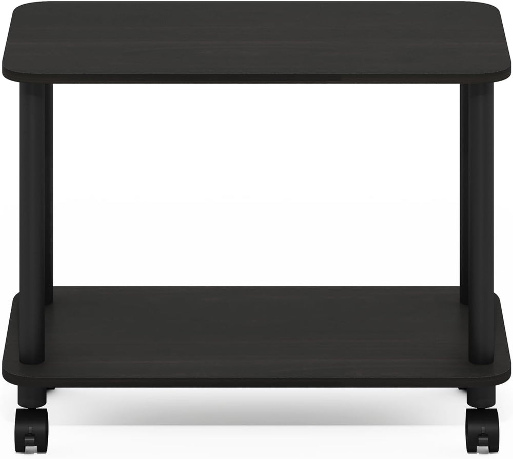 Furinno Turn-N-Tube Side Table, 2-Tier Sofa End Table with Wheels, Toolless A...