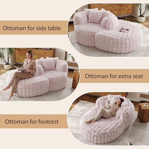55" W x 75" D Oversized Chaise Lounge Chair Indoor with Ottoman,Pin...