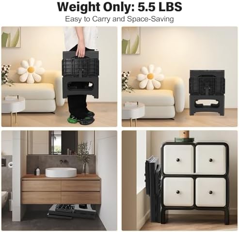 Folding 2-Step Stool for Adults, Non-Slip Collapsible Footstool for Office