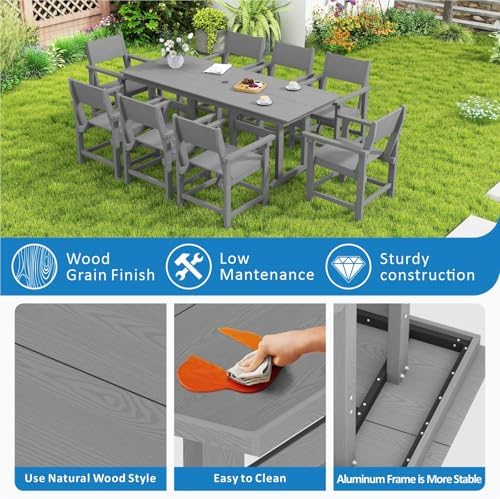 9-Piece HDPE Outdoor Patio Dining Set,Outdoor Table and Chairs,Modern Plastic...