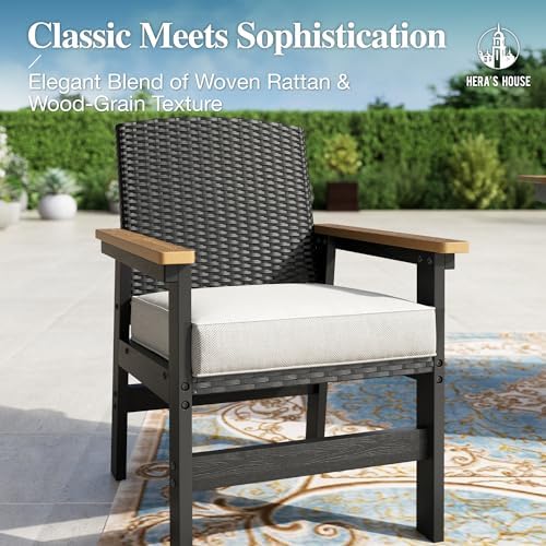 HERA'S HOUSE 7PC Patio Dining Set for 6, HDPE Outdoor Table & 6 Chairs