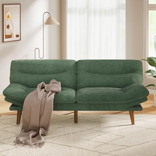 PERLECARE Convertible Futon Sofa Bed, 73" Corduroy Futon Couch with Adju...