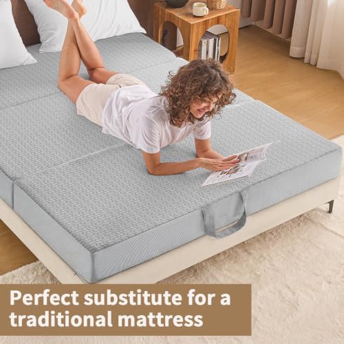 CYMULA Folding Mattress Full Size, 6 inch Memory Foam Tri Portable Murphy Bed...