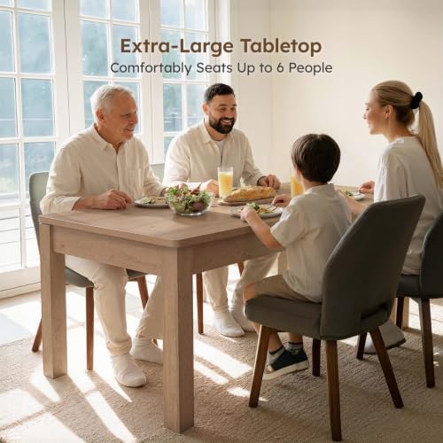 Farmhouse Dining Table for 6, Rectangle Dining Table, Kitchen Table Oak