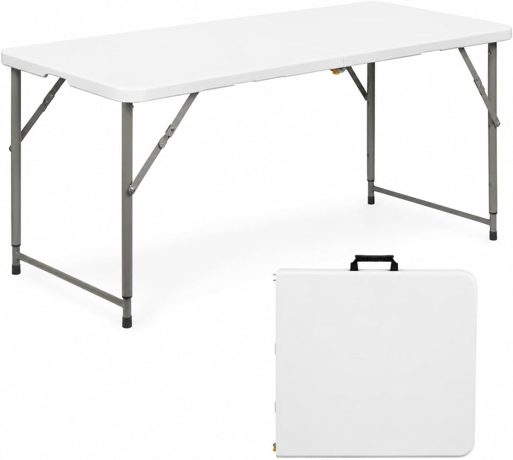 4 FT Folding Table, 3-Level Adjustable Height Portable Plastic Utility Table ...