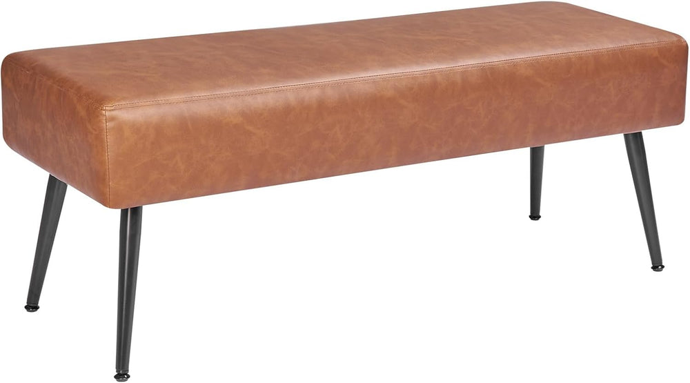 VEVOR Leather Bedroom Bench, PU Leather Bench with Metal Legs and with Stitch...