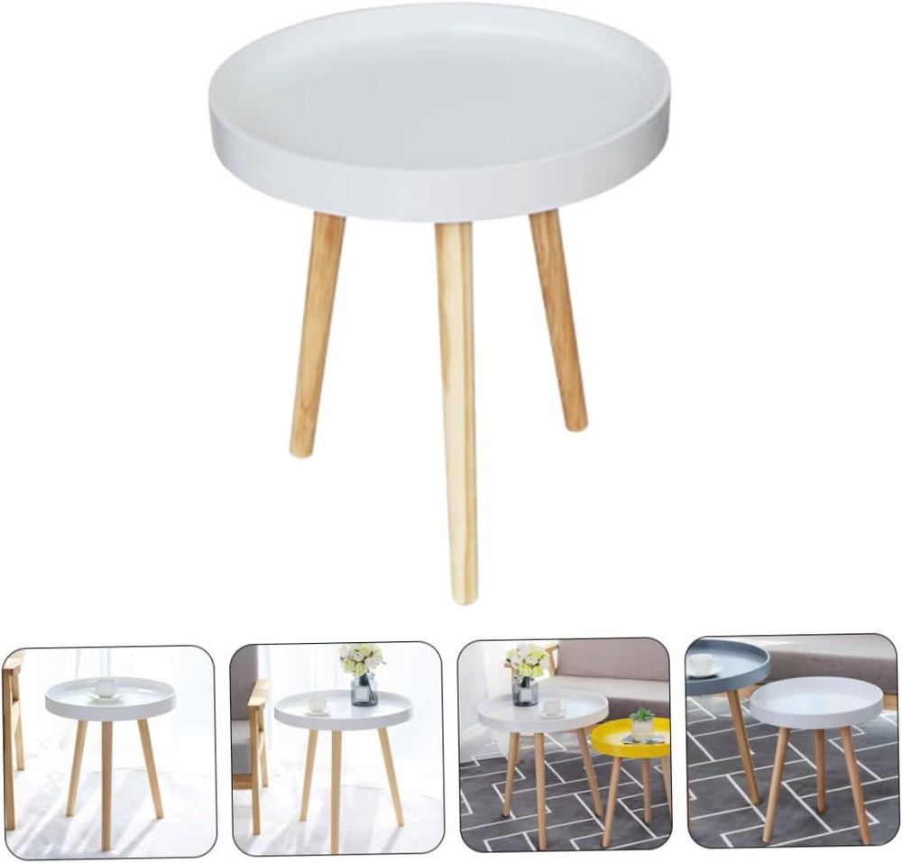 Homoyoyo Nordic Style Small Round Side Table White Mini Sofa End Table for Li...