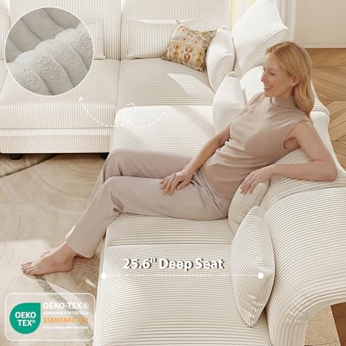 LLappuil 9 Seat Sectional Couch with Storage, Large U Shaped Corduroy Modular...