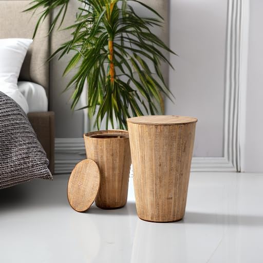Aoikax Farmhouse Nesting Barrel Side Table, Fully Assembled, Natural | Rustic...