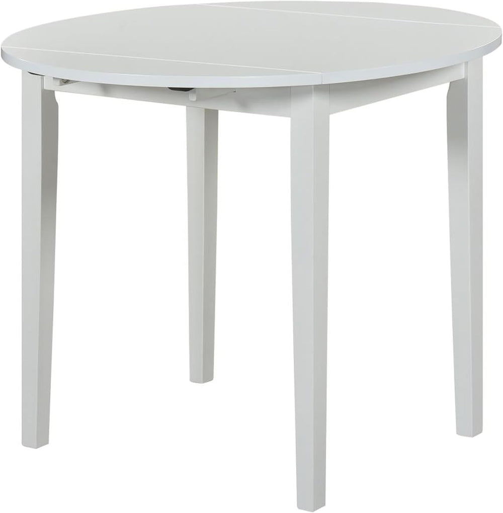 CARTESIAN 3 Piece Drop Leaf Dining Set, Round White Table with 2 Ladder Back ...