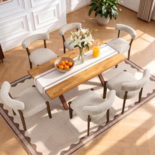 RNKSFX Upholstered Dining Chairs Set of 6, Walnut Wooden Kitchen & Dining...