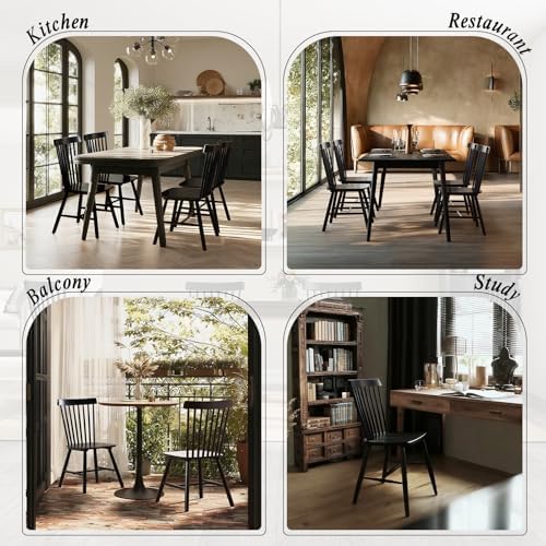 Windsor Dining Chairs Set of 2, Spindle Back Wooden Chairs
