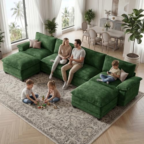 140" Modular Sectional Couch, U Shaped Cloud Sofa for Living Room | Comf...