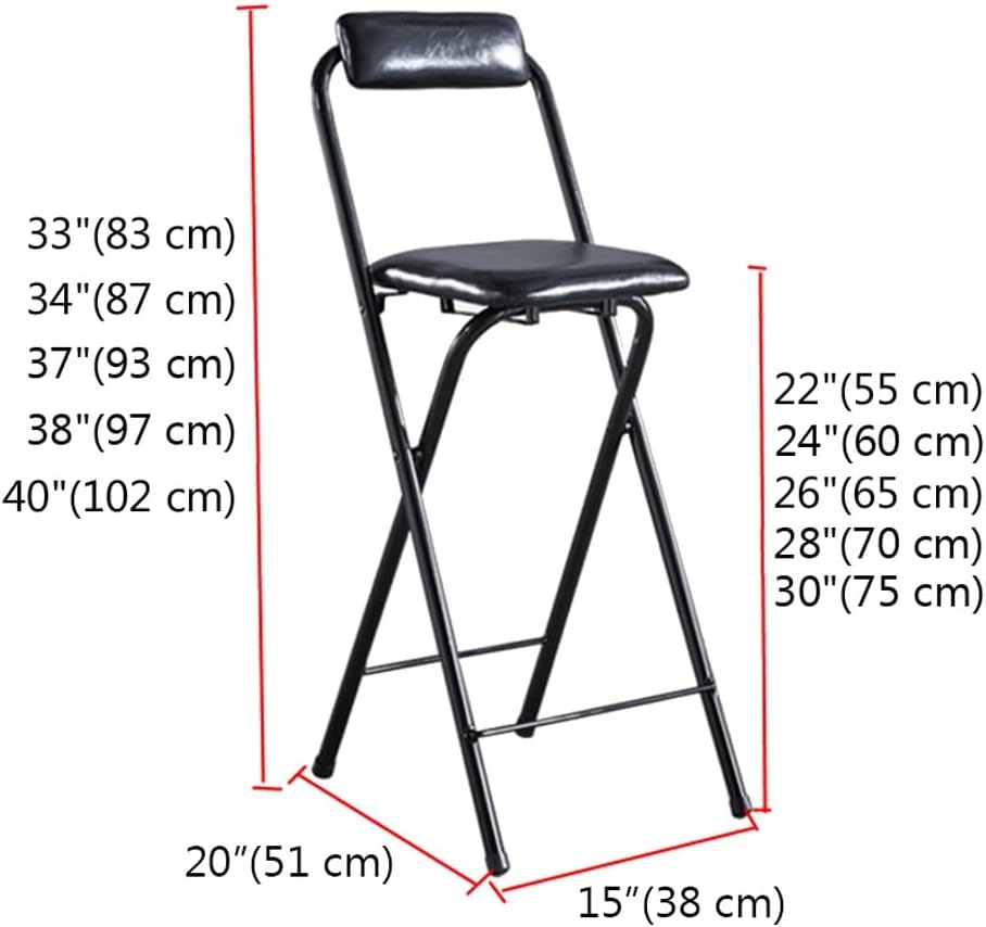 Tall Folding Stool Chair, 22/24/26/28/30 Inch Folding Bar Stool with Backrest...