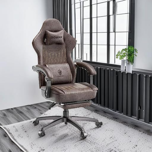 Dowinx Gaming Chair Breathable PU Leather Gamer Chair with Footrest Massage L...