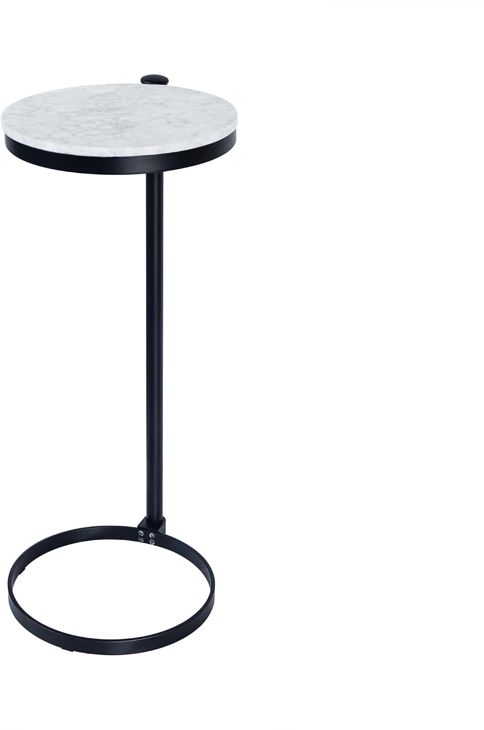 TEHOME Black Marble Drink Table Metal Martini Round Small Drink Side Table fo...