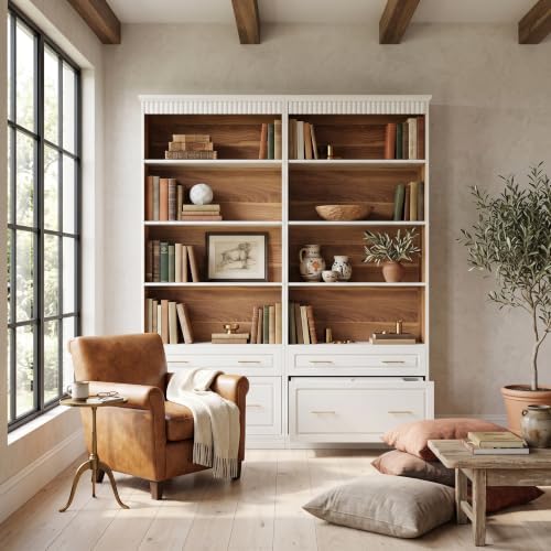 LITTLE TREE 72.8-Inch Tall 4-Shelf Bookcase with 2 Drawers