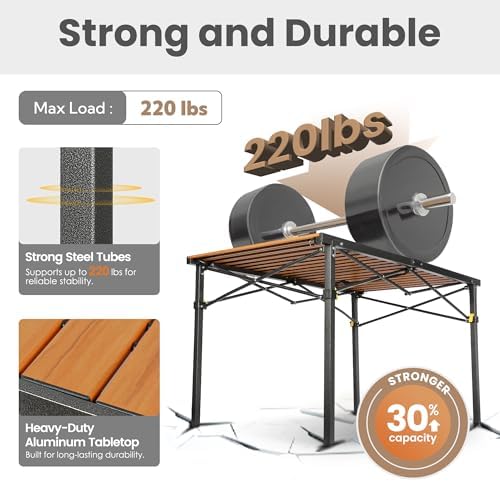 Join Nature 46.4" Large Camping Table for 2-6 People, Heavy Duty Foldable