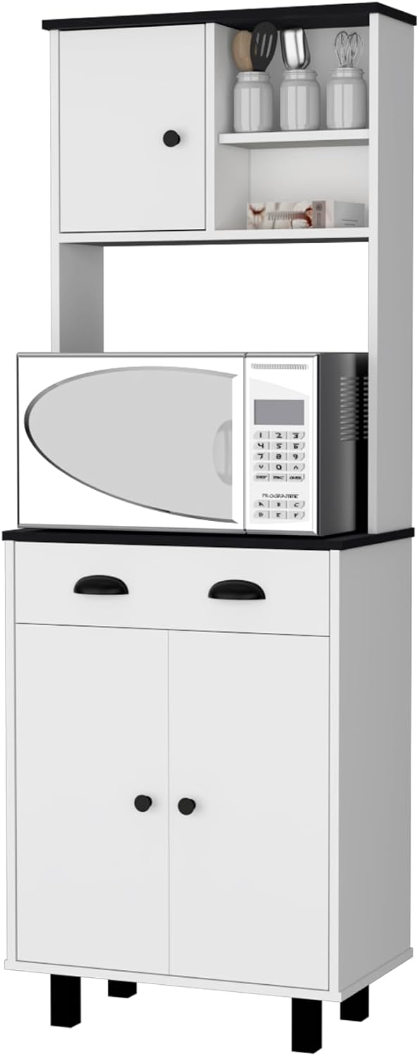 Tacna Kitchen Pantry with Storage Shelves and Drawer | Ample storage with 2 o...