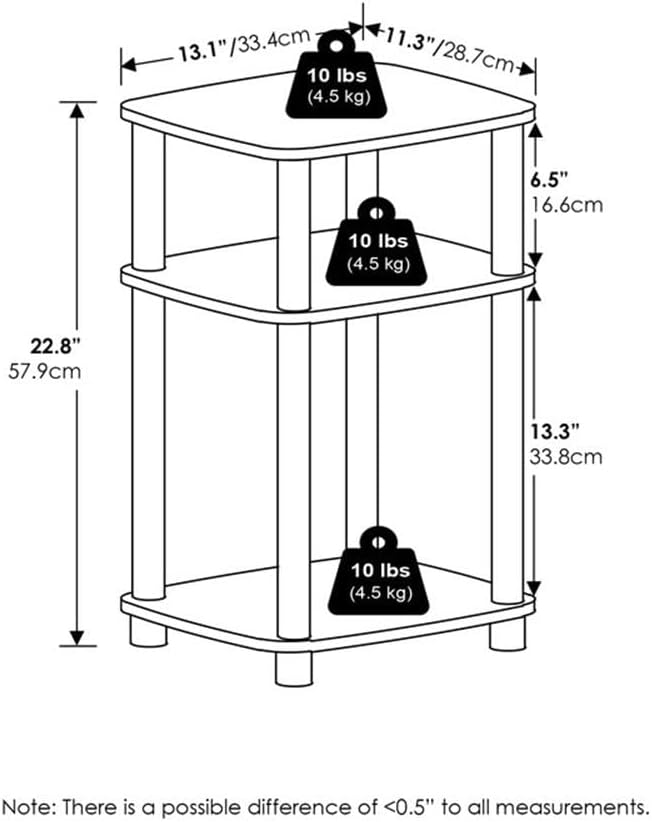 Pemberly Row 3-Tier Turn-N-Tube Curve End Table, Amber Pine/Black Finish, CAR...