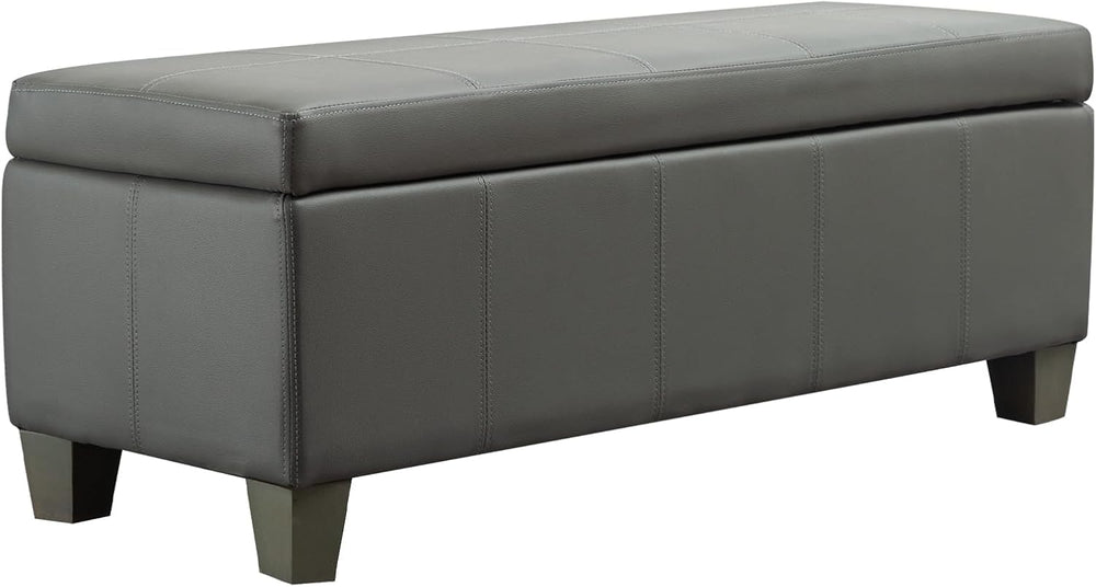 41" Storage Ottoman, Storage Bench with Safety Hinge, Upholstered Synthe...