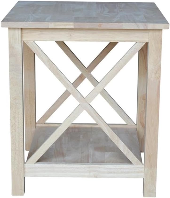 Hampton Solid Wood End Table, Unfinished