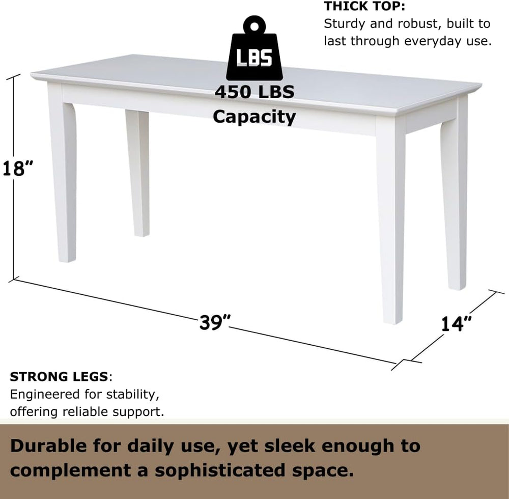 International Concepts Shaker Styled Solid Wood Bench in White
