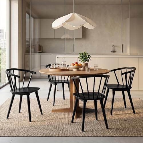 DUHOME Wooden Black Dining Chairs Set of 2,Windsor Dining Room Chairs