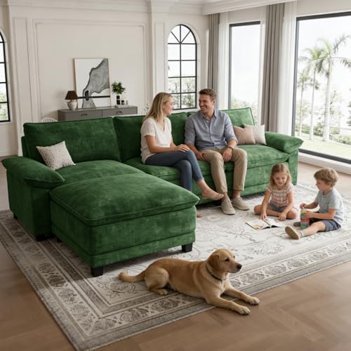 108" Modular Sectional Couch, L Shaped Cloud Sofa for Living Room | Comf...