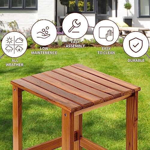 Utoplike Teak Outdoor Side Table for Patio, Adirondack Sides Tables